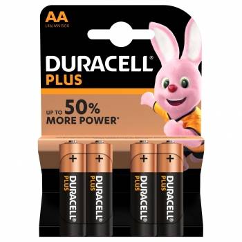 Pilas Alcalinas AA Duracell Plus, paquete de 4