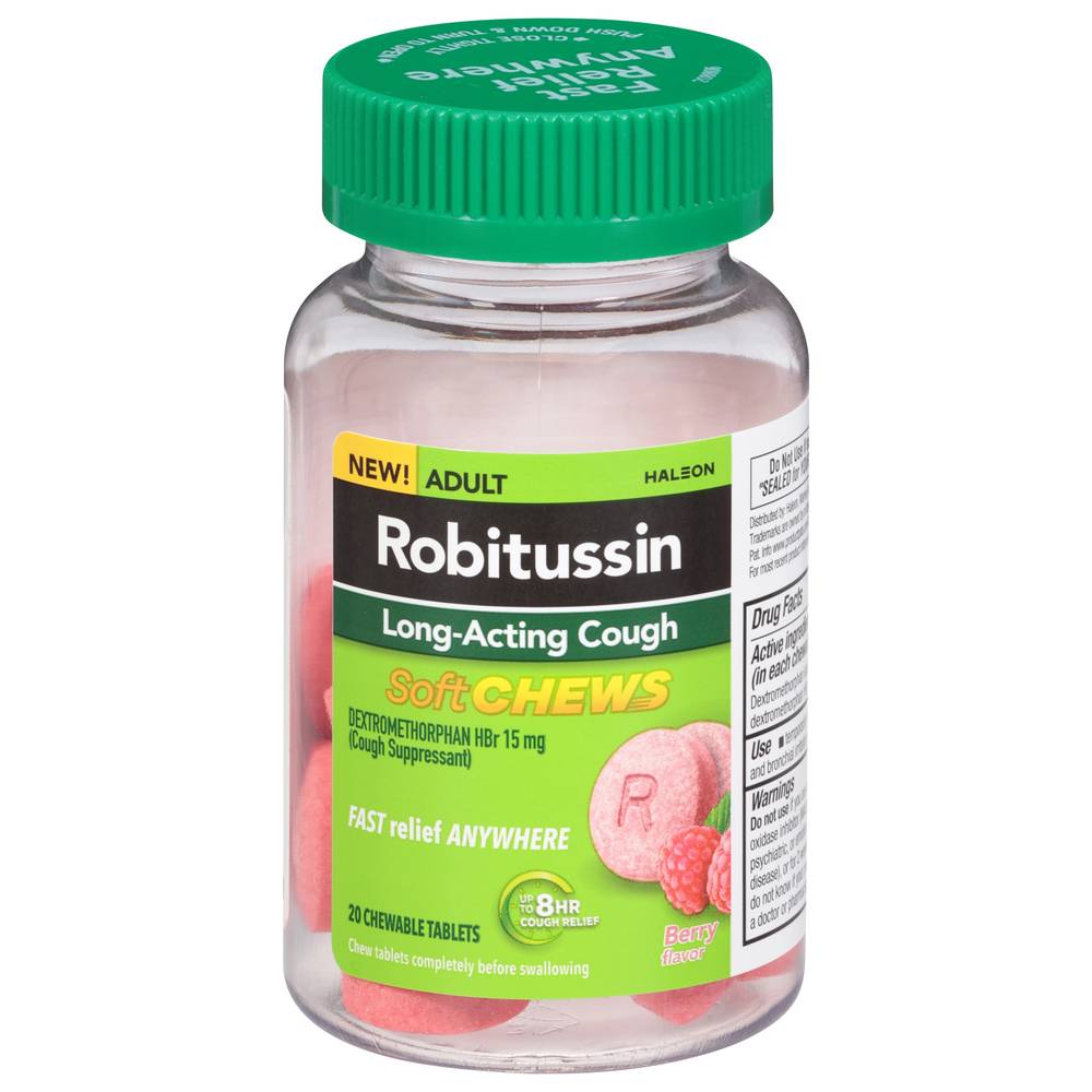 Robitussin Long-Acting Cough Relief Soft Chews, Berry (20 ct)