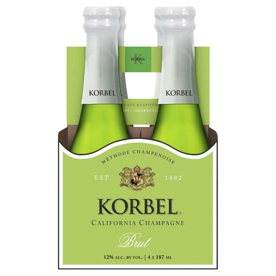 Korbel Brut California Champagne Wine (4 ct, 187 ml)