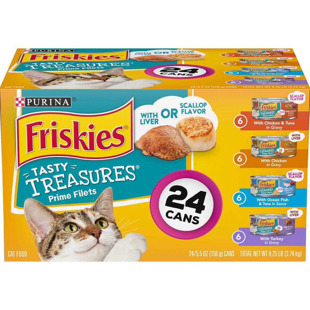 Friskies Tasty Treasures Prime Fillets Wet Cat Food (5.5 oz, 24 ct)