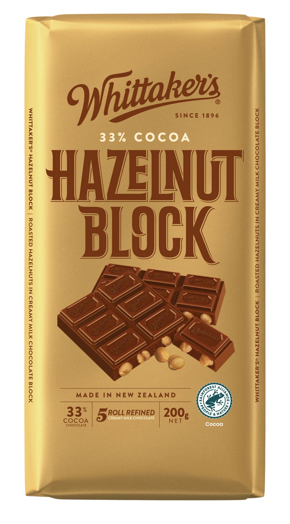 Whittaker's Milk Chocolate Block, Hazelnut (200g)