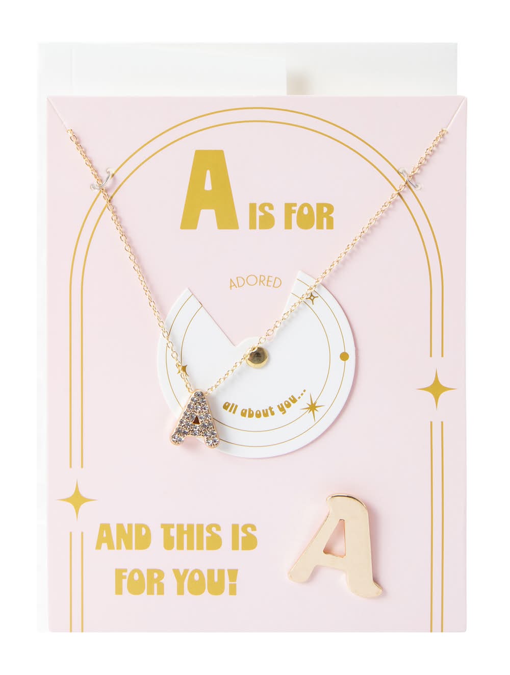 Alphabet Necklace & Tac Pin Set A