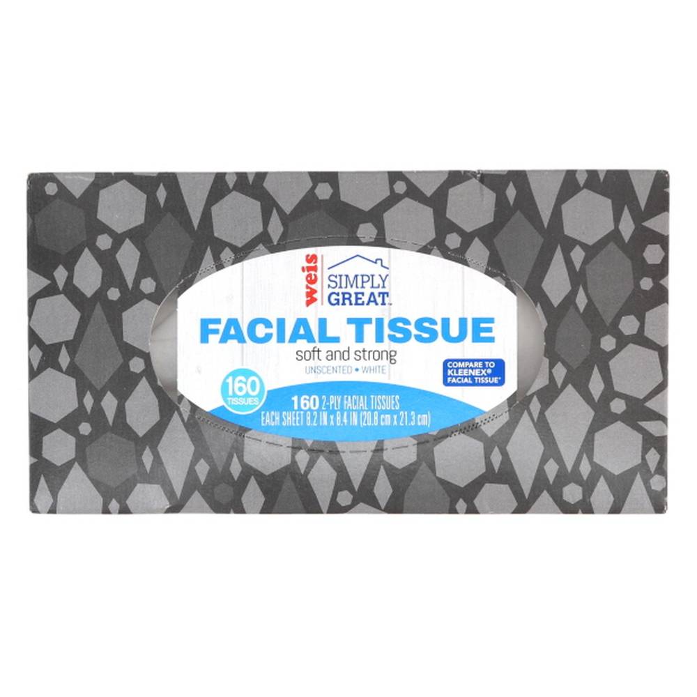 Weis Simply Great Facial Tissues, 8.2 x 8.4 In (160 ct)