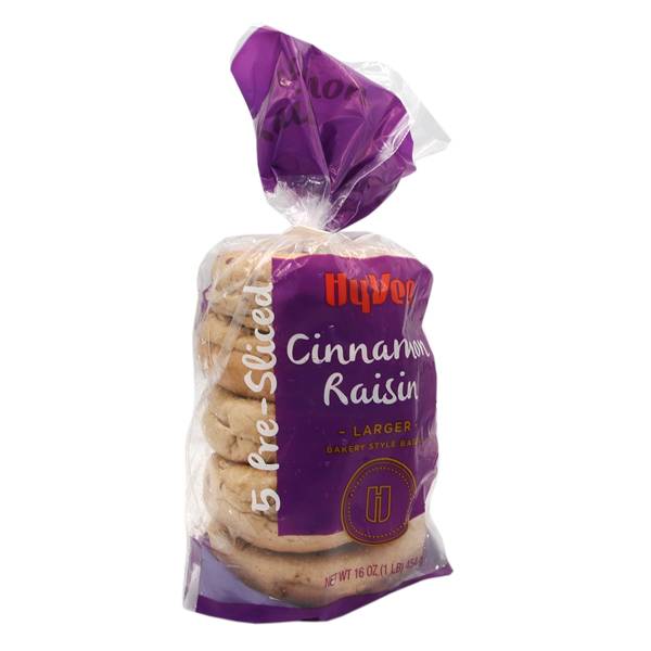 Hy-Vee Pre Split Bagels, Cinnamon Raisins (16 oz, 5 ct)