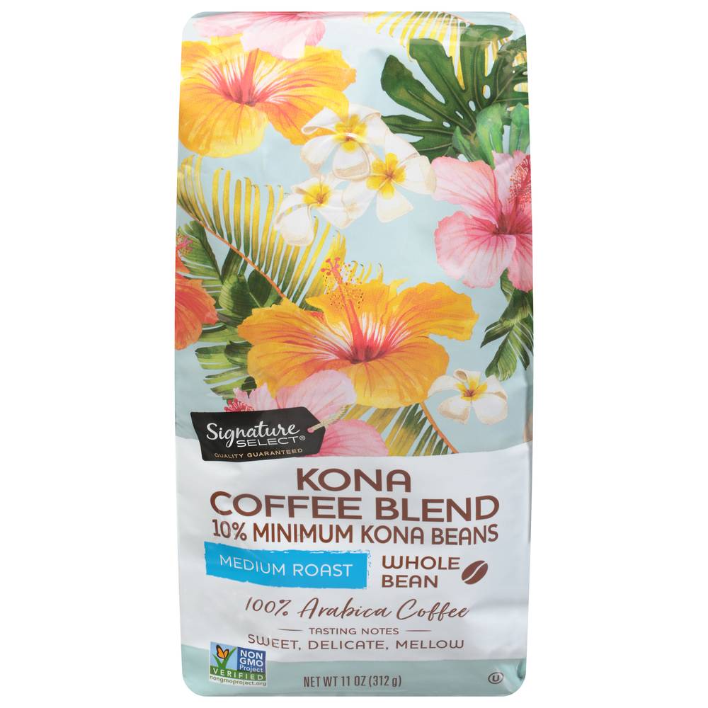 Signature Select Kona Coffee Blend Medium Roast Whole Bean Coffee (11 oz)