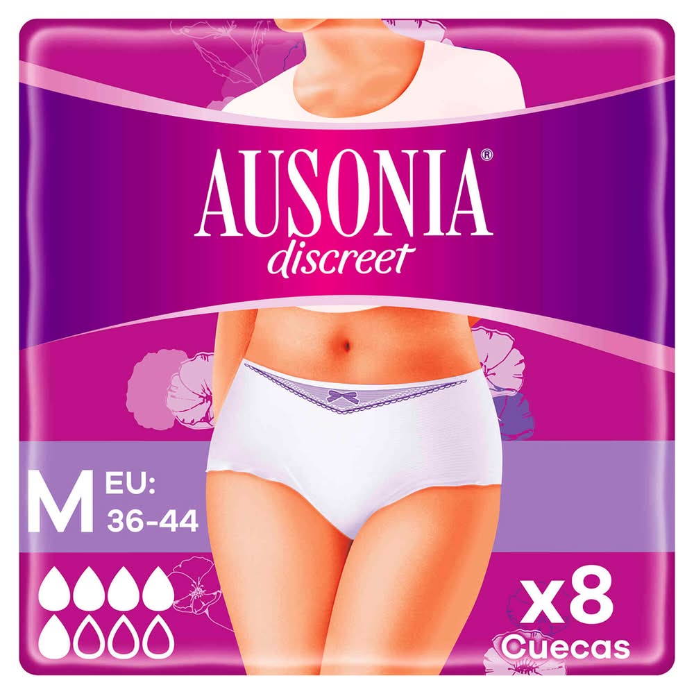Ausonia Discreet - Cuecas de incontinência médias, 8 unidades