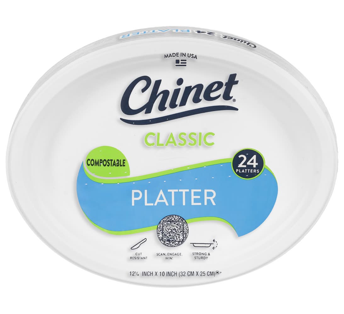 Chinet Classic Platters, 12.625x10 in, White (24 ct)