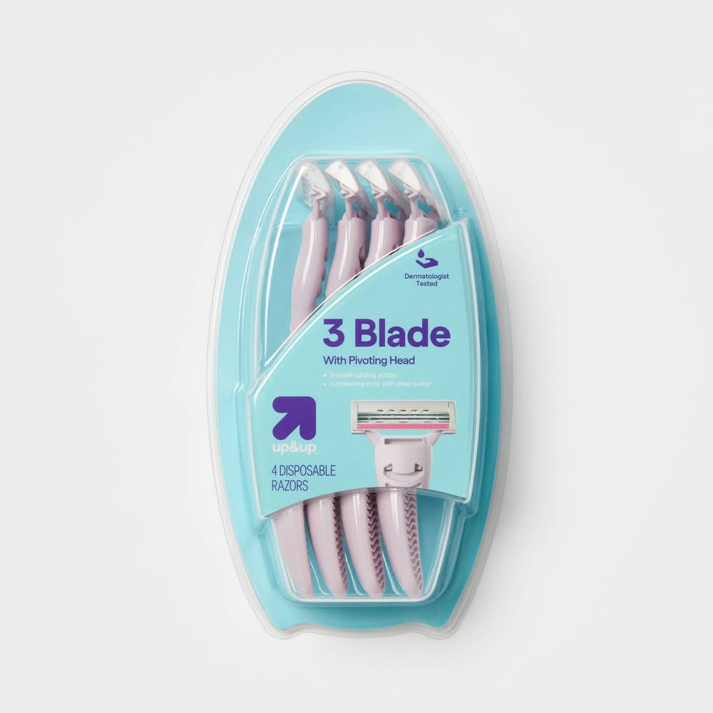 up&up 3 Blades Disposable Body Razors, Women (4 ct)