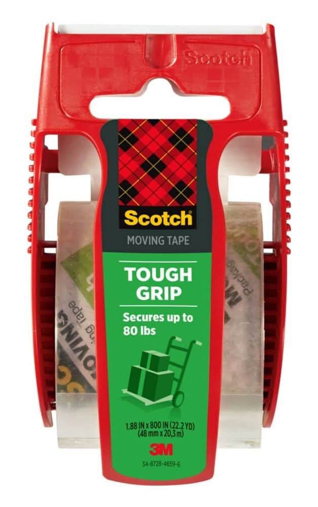 Scotch Tough Grip Clear Moving Packing Tape With Dispenser