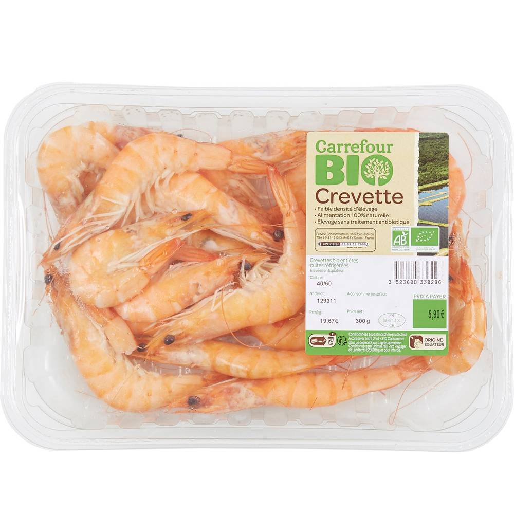 Carrefour Bio - Crevettes entières cuites