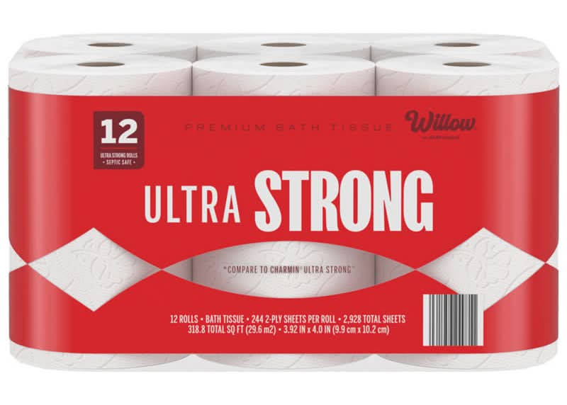 Willow Ultra Premium Strong Bath Tissue Rolls, 3.92x4 in (12 ct)