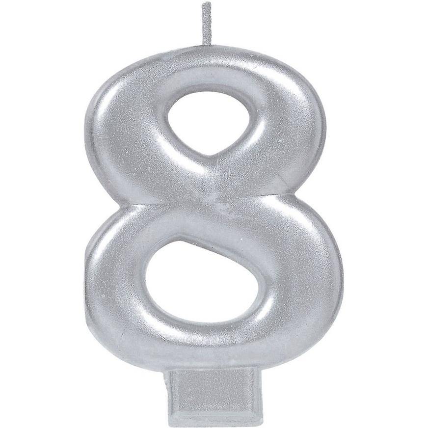 Silver Number 8 Birthday Candle