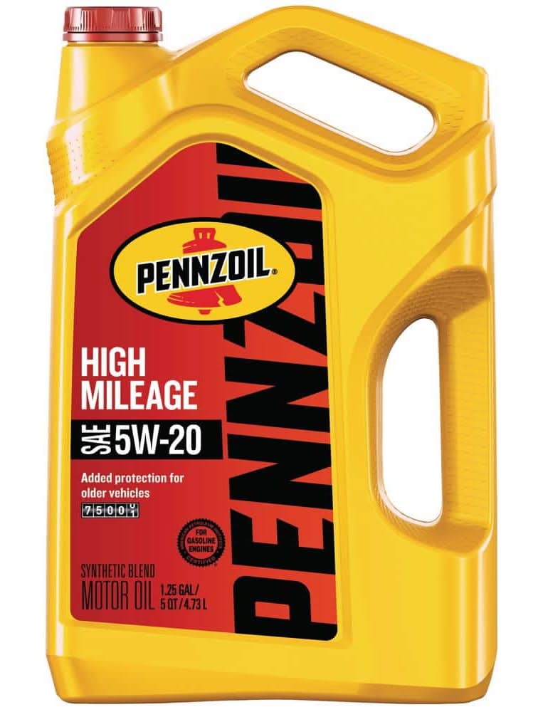 Pennzoil High Mileage Sae 5W-20 Synthetic Blend Motor Oil 5 Qt.