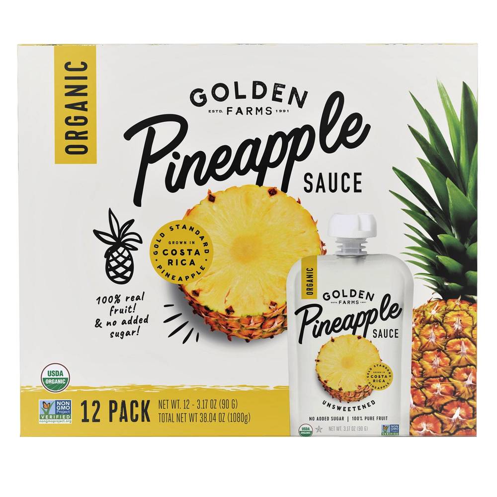 Golden Farms Organic 100% Pure Fruit Sauce Pouches (pineapple) (12 ct)