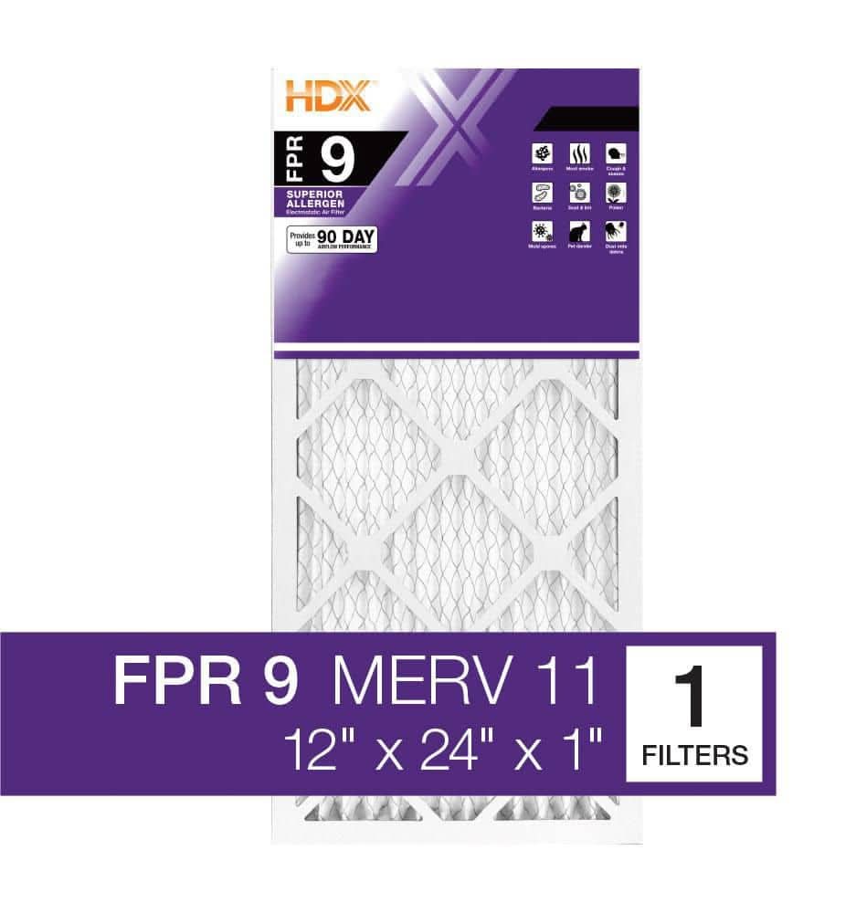 Hdx 12 In. X 24 In. X 1 In. Superior Pleated Air Filter Fpr 9, Merv 11