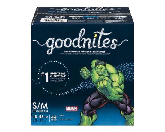 Goodnites · Garçon petitmoyen - Underwear night boy S-M (44 units)