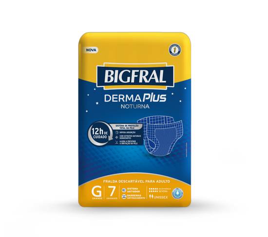 Bigfral fralda descartável adulto derma plus noturna g (7 unidades)
