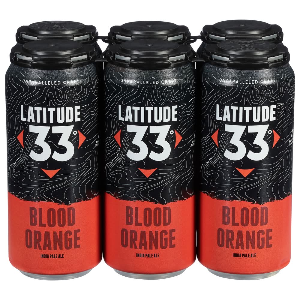 Latitude 33 India Pale Ale Beer, Blood Orange (6 x 16 fl oz)