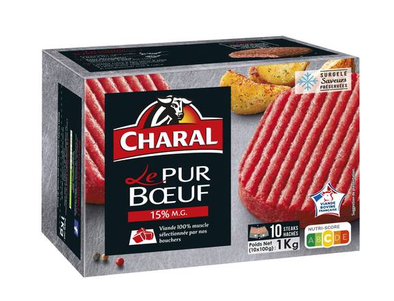 CHARAL : Steaks hachés pur boeuf façon bouchère 18% M.G - chronodrive
