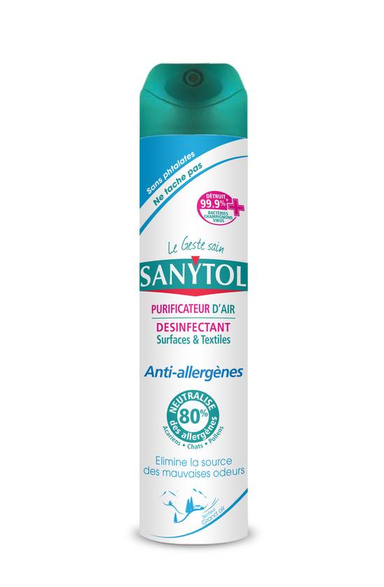 Sanytol - Purificateur d'air et désinfectant surfaces et textiles anti-allergènes grand air (300 ml)