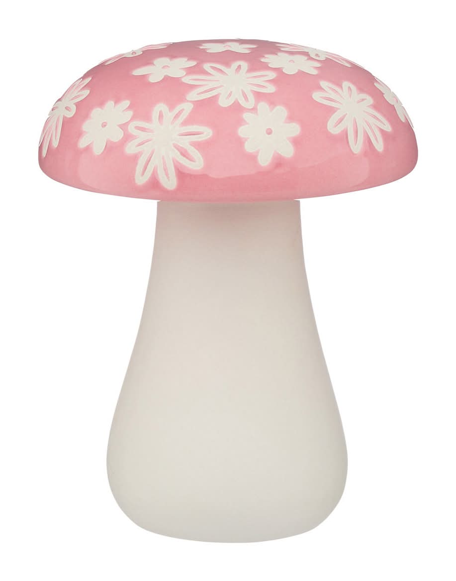 Summer Pink Ceramic Mushroom Tabletop Decor
