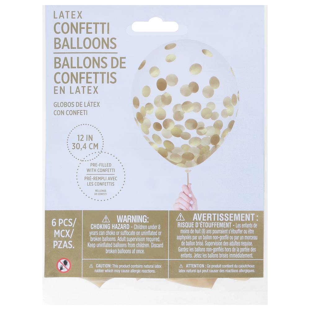 Party City Uninflated Metallic Confetti Balloons, 12 In, Gold (6 ct)