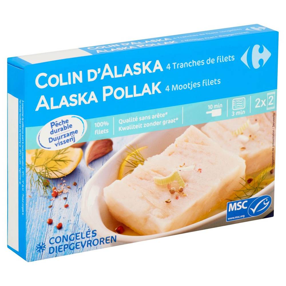 Carrefour Colin d''Alaska 4 Tranches de Filets 4 x 100 g