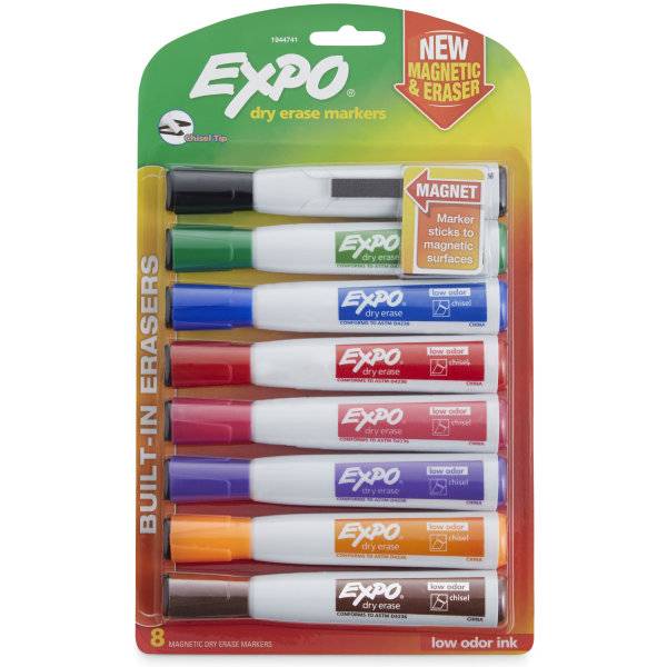 Expo Magnetic Dry Erase Fine Tip Markers With Eraser (8 ct)