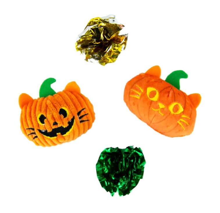 Play On Halloween Pumpkin Cat Toy, 3 in (4 ct)
