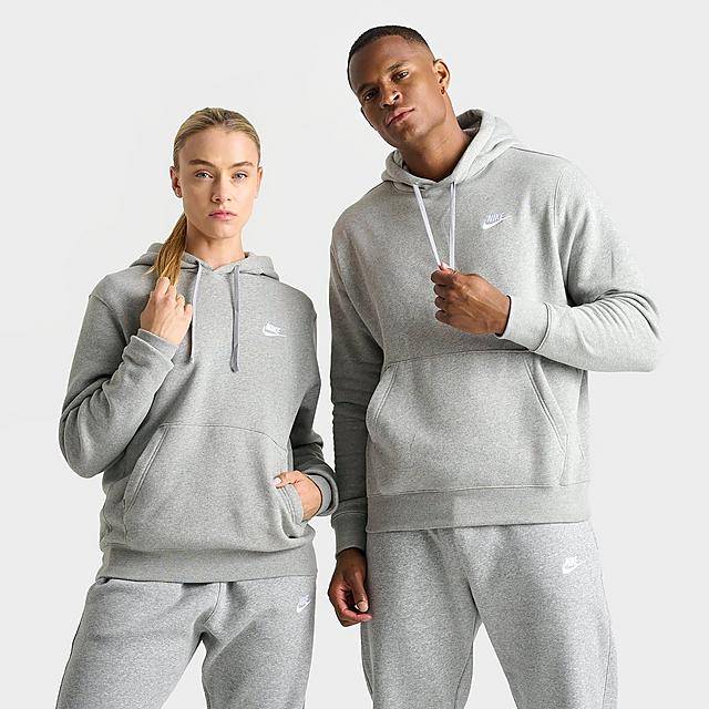 Nike Sportswear Club Fleece Embroidered Hoodie (medium/dark grey heather/matte silver/white)