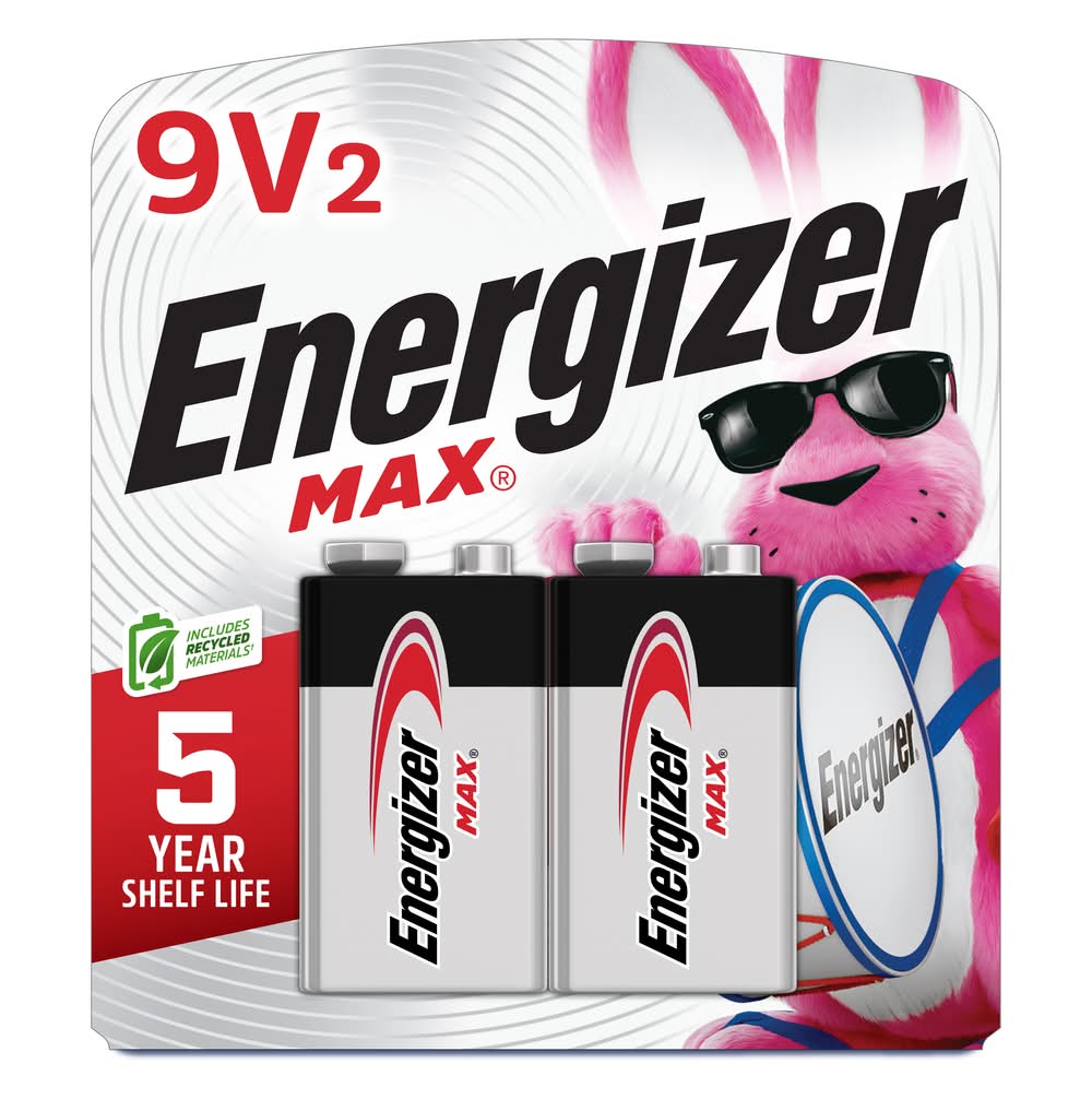 Energizer Max Alkaline Batteries 9 V, AA (2 ct)