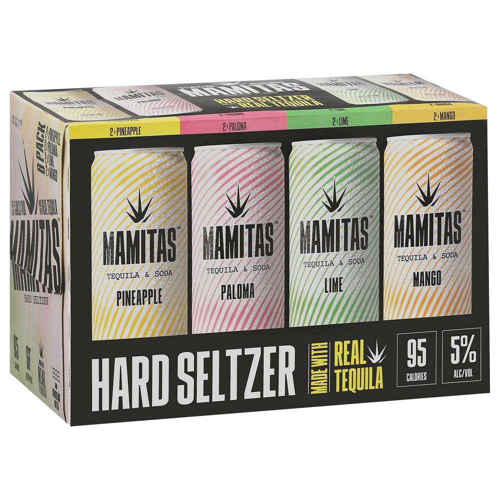 Mamitas Variety pack Assorted Hard Seltzer (8 pack, 12 fl oz) (pineapple, paloma, lime, mango)