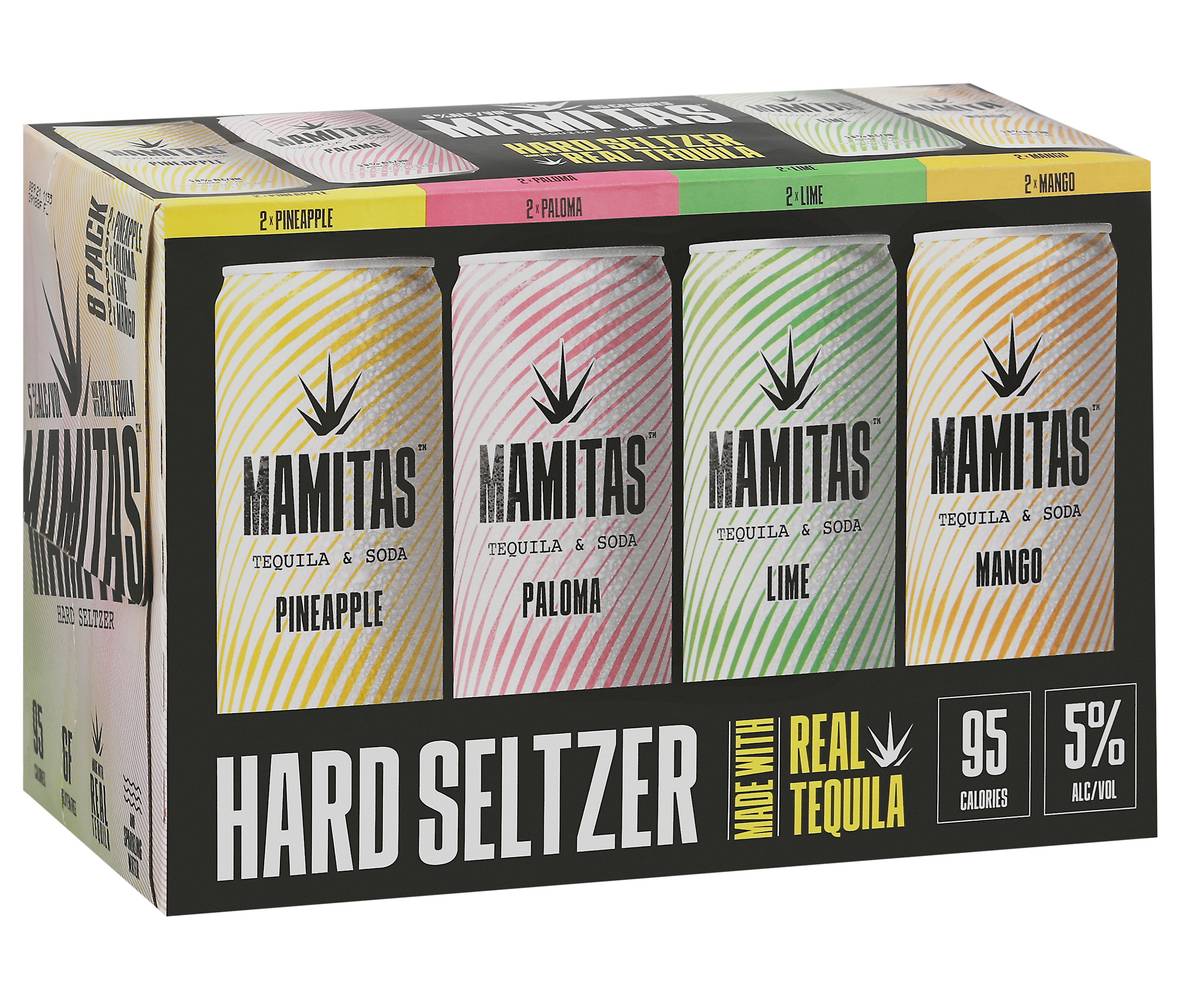 Mamitas Variety pack Assorted Hard Seltzer, Pineapple, Paloma, Lime, Mango (8 x 12 fl oz)