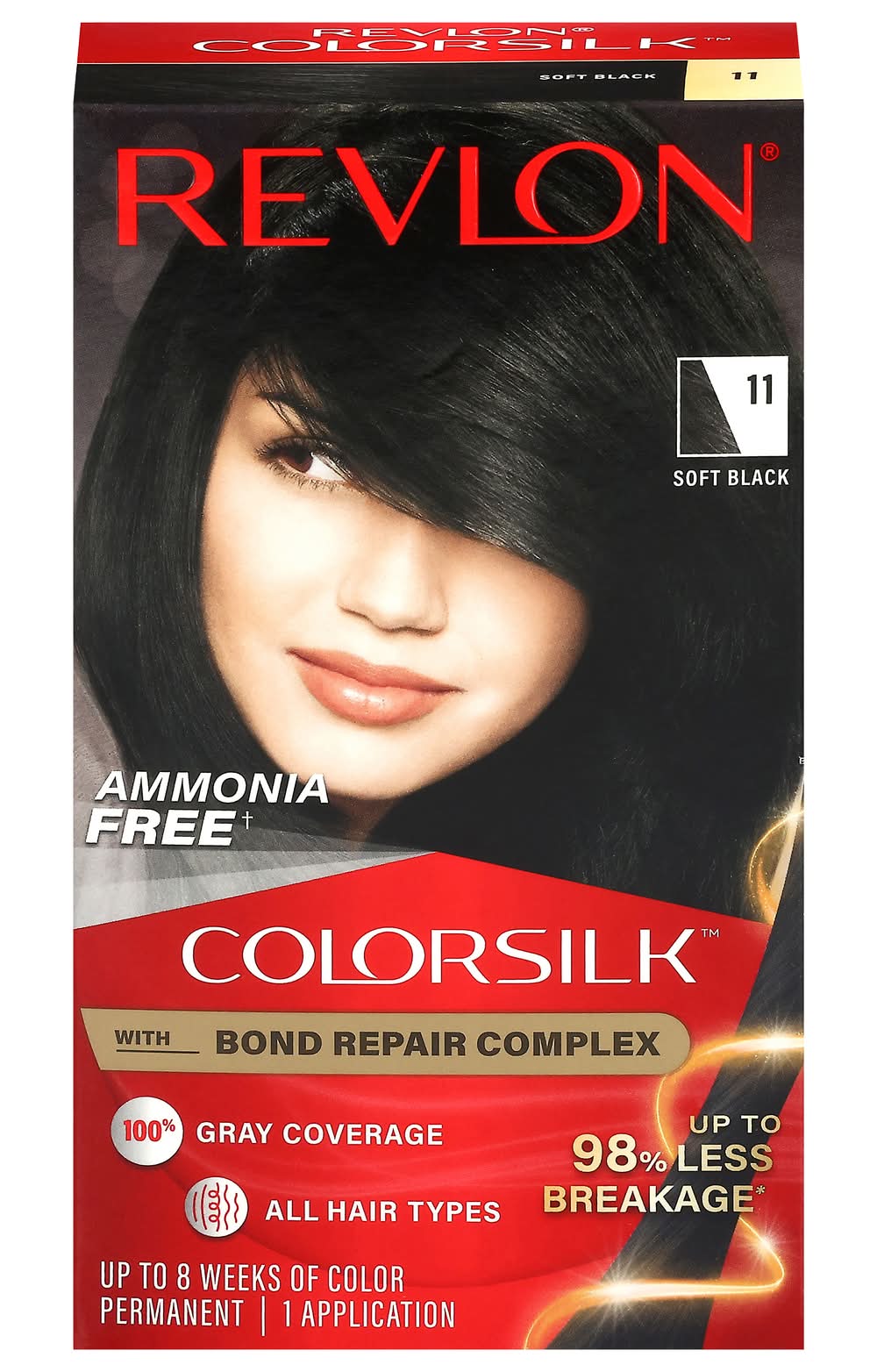 Revlon Colorsilk Beautiful Permanent Hair Color, 11 Soft Black (4.4 fl oz)