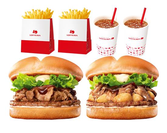 お得！デリバリー牛カルビバーガー２人前セット Delivery Limited Campaign Burger Set for Two