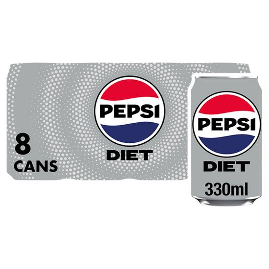 Diet Pepsi Cola Can 8 x 330ml