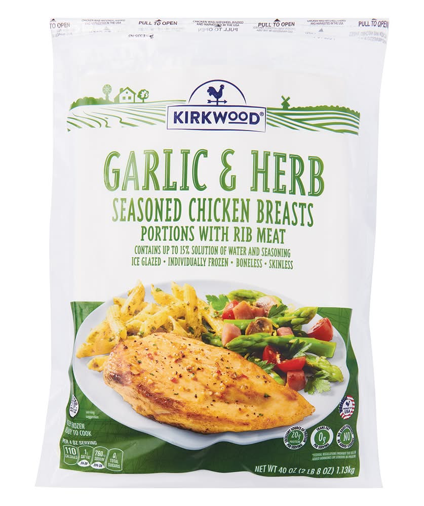 Kirkwood Seasoned Chicken Breasts, Garlic-Herb (40 oz)