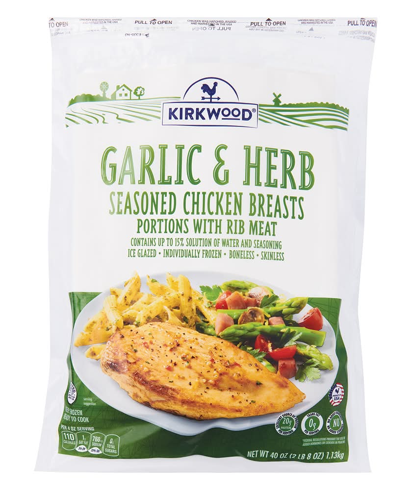 Kirkwood Seasoned Chicken Breasts, Garlic-Herb (40 oz)