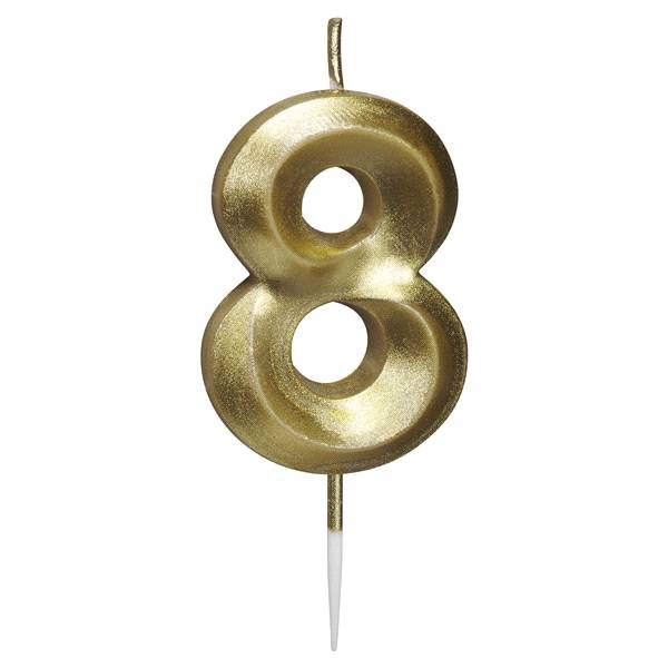 Papyrus Birthday Candle Number 8, Metallic Gold (1-Count)