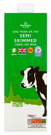 Morrisons Semi Skimmed Milk Long Life Milk (1L)