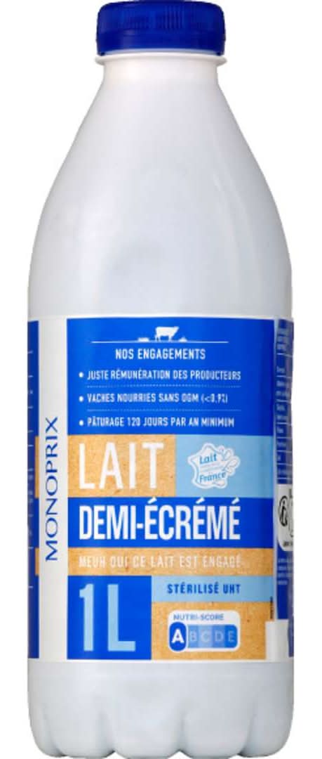 Monoprix - Lait demi écrémé stérilisé uht (1L)