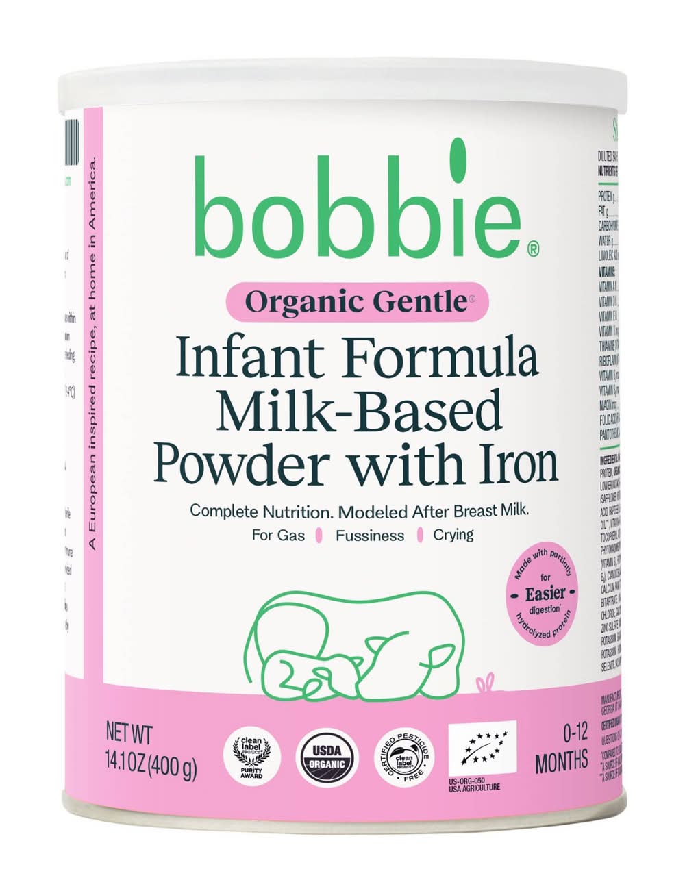 Bobbie Organic Gentle Milk Based Powder With Iron Infant Formula, 0-12 Months (14.1 oz)