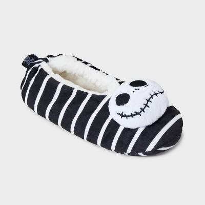 Women's Disney The Nightmare Before Christmas Fleece Slipper Socks with Grippers - Black/White M/L