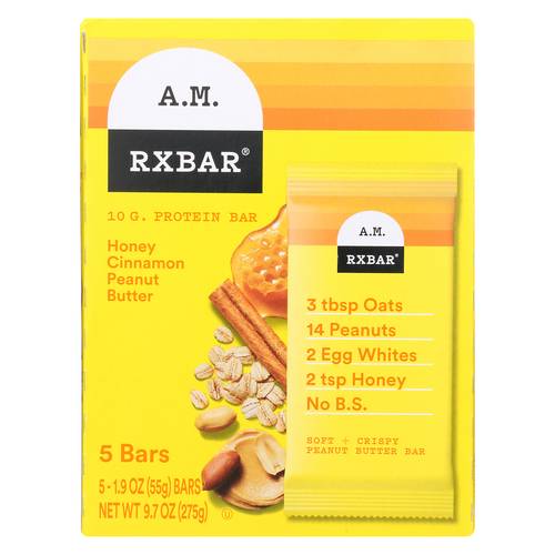 Rxbar Honey Cinnamon Peanut Butter A.M. Protein Bar 5 Pack