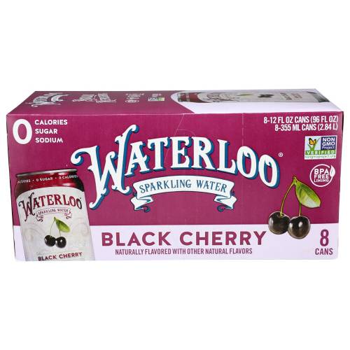 Waterloo Black Cherry Sparkling Water 8 Pack Case