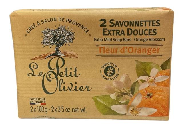 Savonnettes extra douces fleur d'oranger Le Petit Olivier 2x100 g