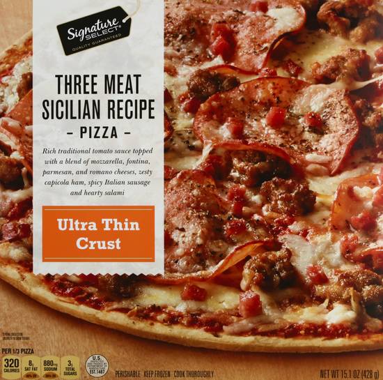 Signature Select Ultra Thin Crust Three Meat Sicilian Pizza