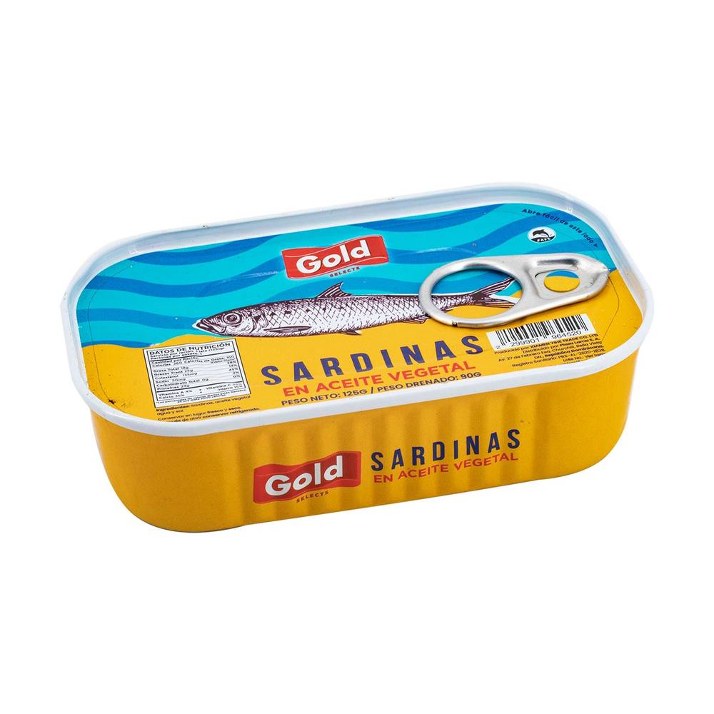 Sardinas Gold Selects En Aceite Vegetal 125 g