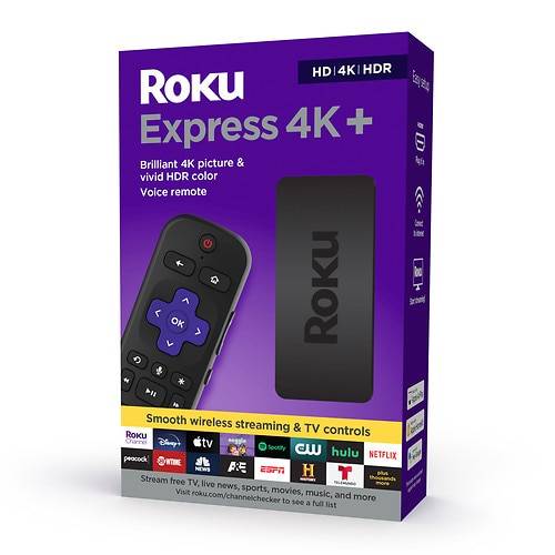 Roku Express 4K+ Streaming Device HD/4K/HDR with Roku Voice Remote with TV Controls - 1.0 ea