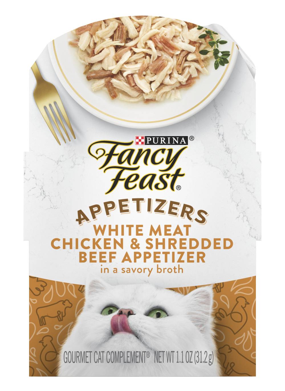 Purina Fancy Feast Appetizers Cat Food, White Meat Chicken & Shredded Beef (1.1 oz)